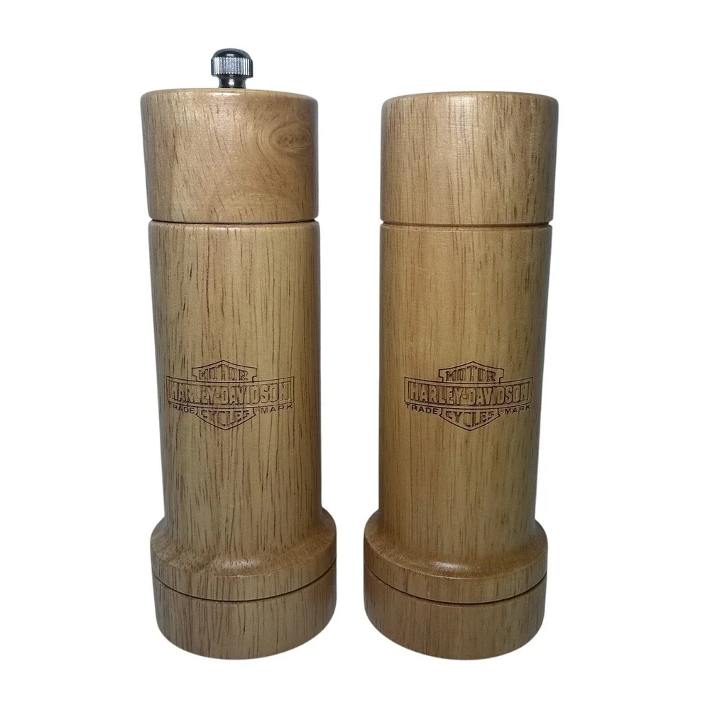 Harley Davidson Motorcycle Salt and Pepper Shakers, Wood, New W/o Box. 6 Inches